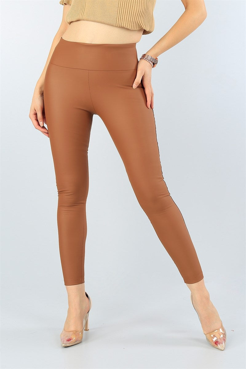 High Waisted Fleece Lined Faux Leather Leggings | Women's Winter Thermal Leggings