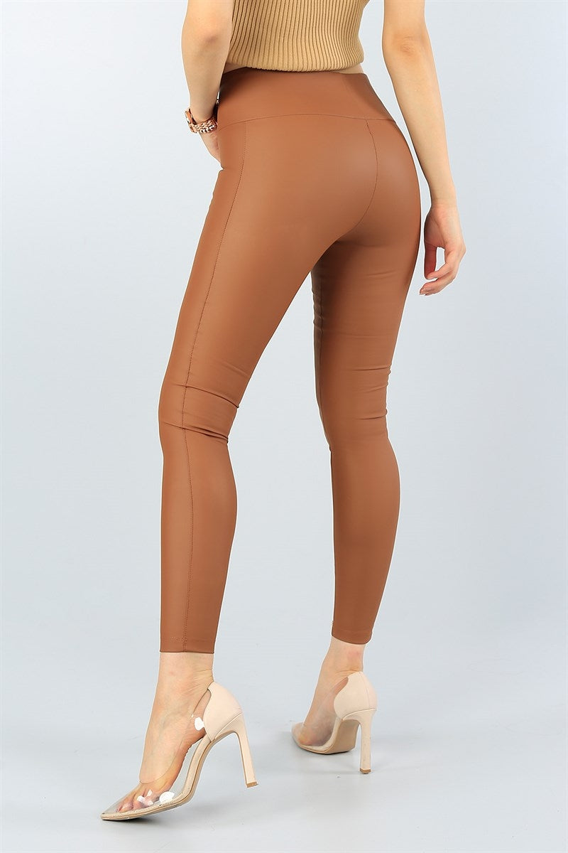 High Waisted Fleece Lined Faux Leather Leggings | Women's Winter Thermal Leggings