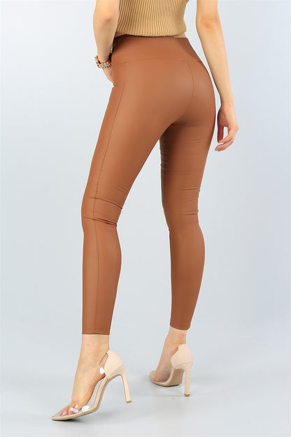 High Waisted Fleece Lined Faux Leather Leggings | Women's Winter Thermal Leggings