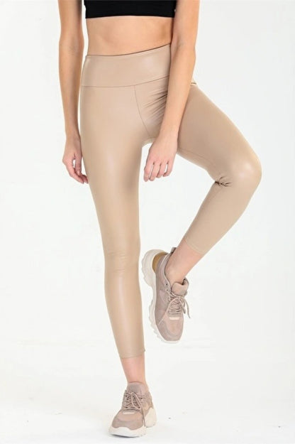 High Waisted Fleece Lined Faux Leather Leggings | Women's Winter Thermal Leggings