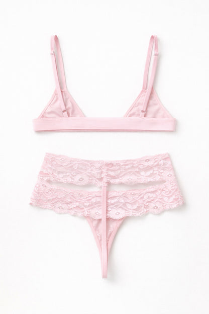 Tie Front Lace Bralette Set – Wireless Comfort & Romantic Elegance