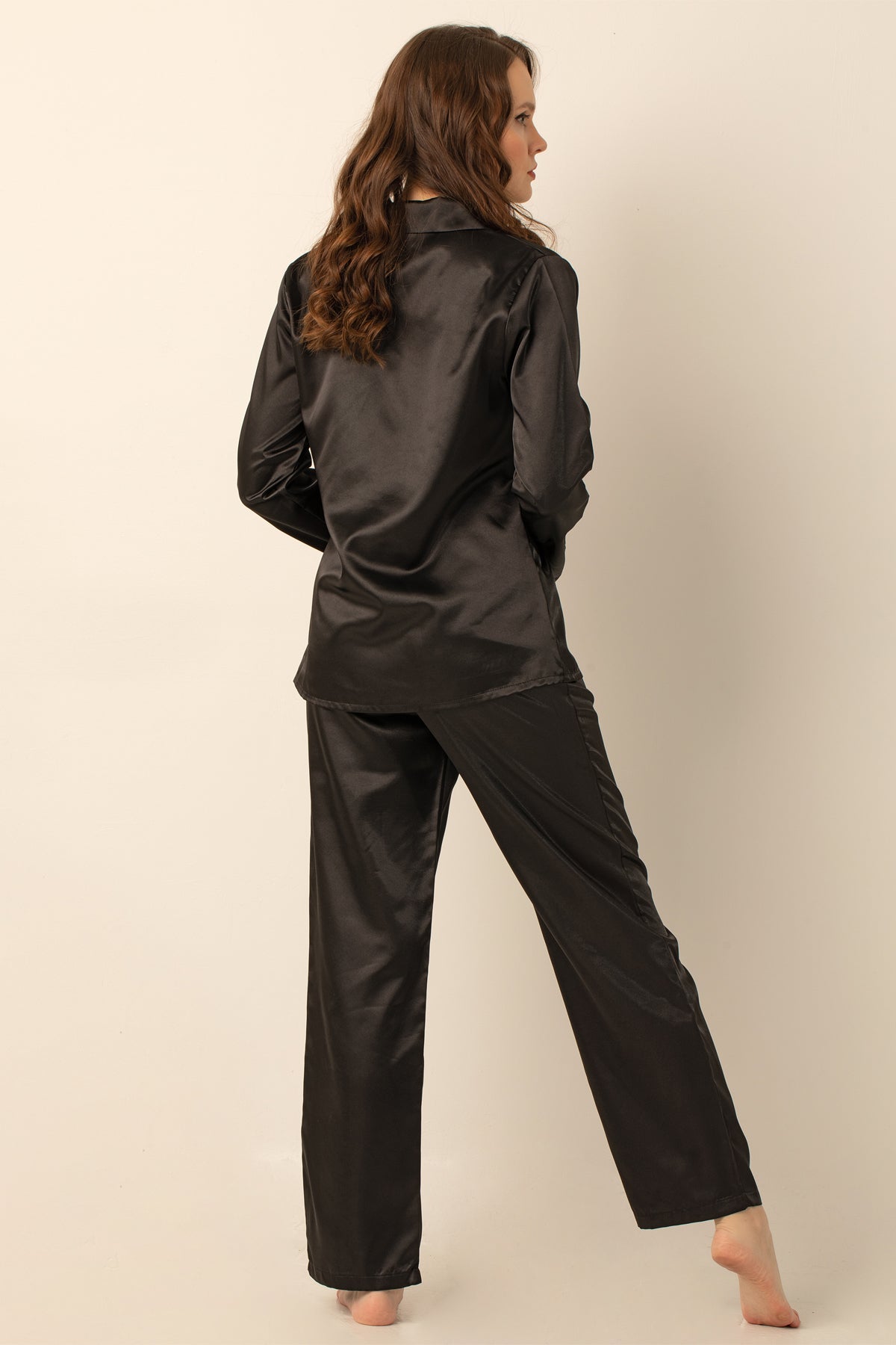 Women's Long Sleeve Satin Pajama Set – Luxury Button Down Sleepwear