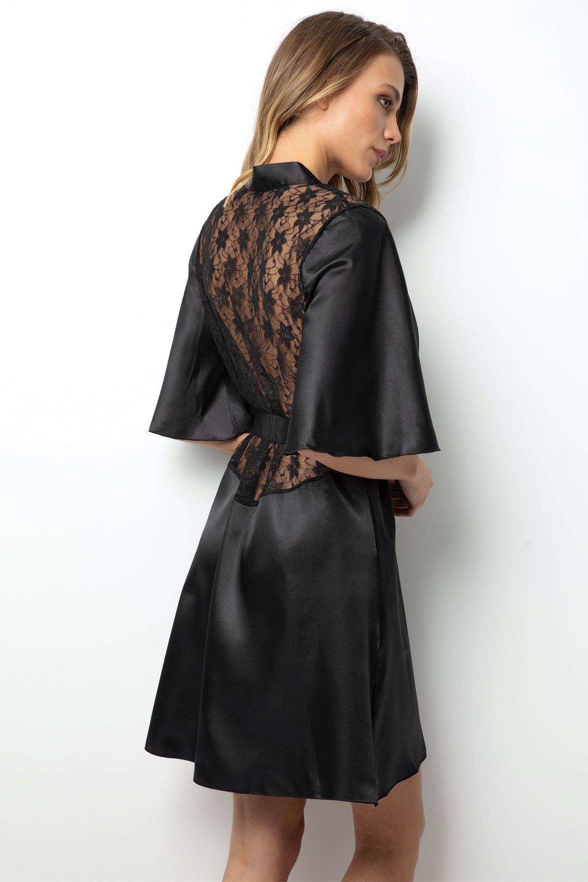 Lace Back Satin Robe – Luxury Women's Loungewear