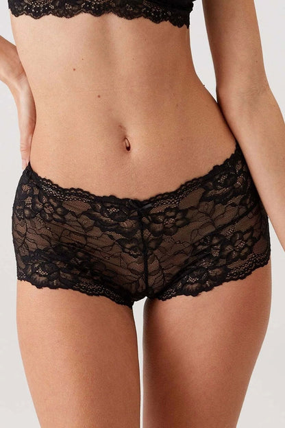 3-Pack Lace Boyshort Fantasy Panty Set – Black, Ecru & Red