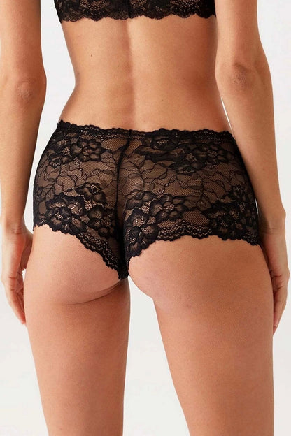 3-Pack Lace Boyshort Fantasy Panty Set – Black, Ecru & Red