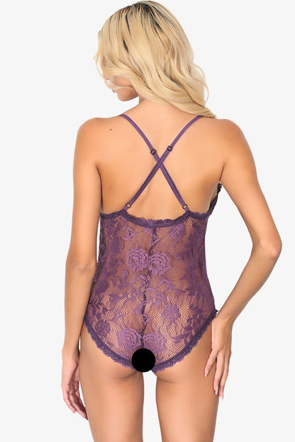 Plus Size Floral Lace Babydoll Lingerie